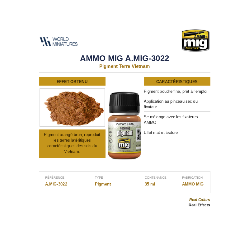 AMMO MIG 3022 – Pigment Terre Vietnam – Vietnam Earth – 35 ml