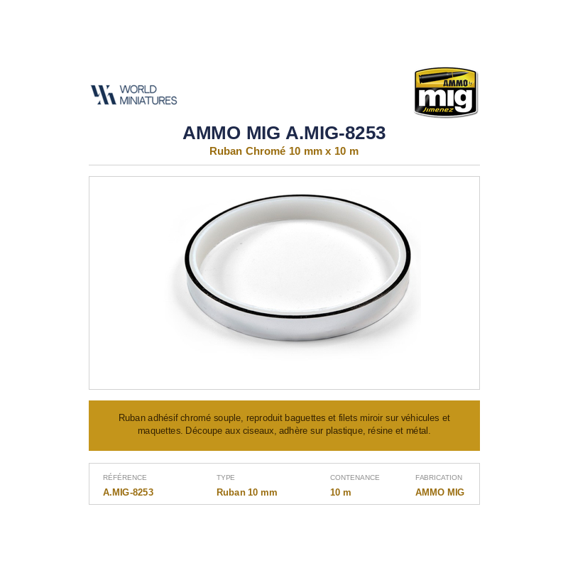 AMMO MIG 8253 – Ruban Chromé – 10 mm x 10 m