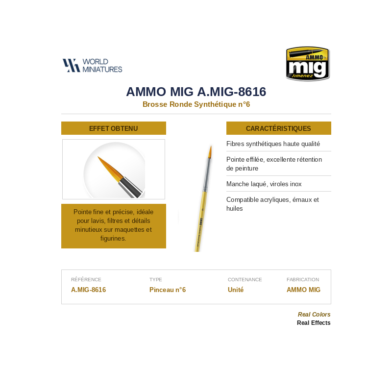 AMMO MIG 8616 – Brosse Ronde Synthétique n°6