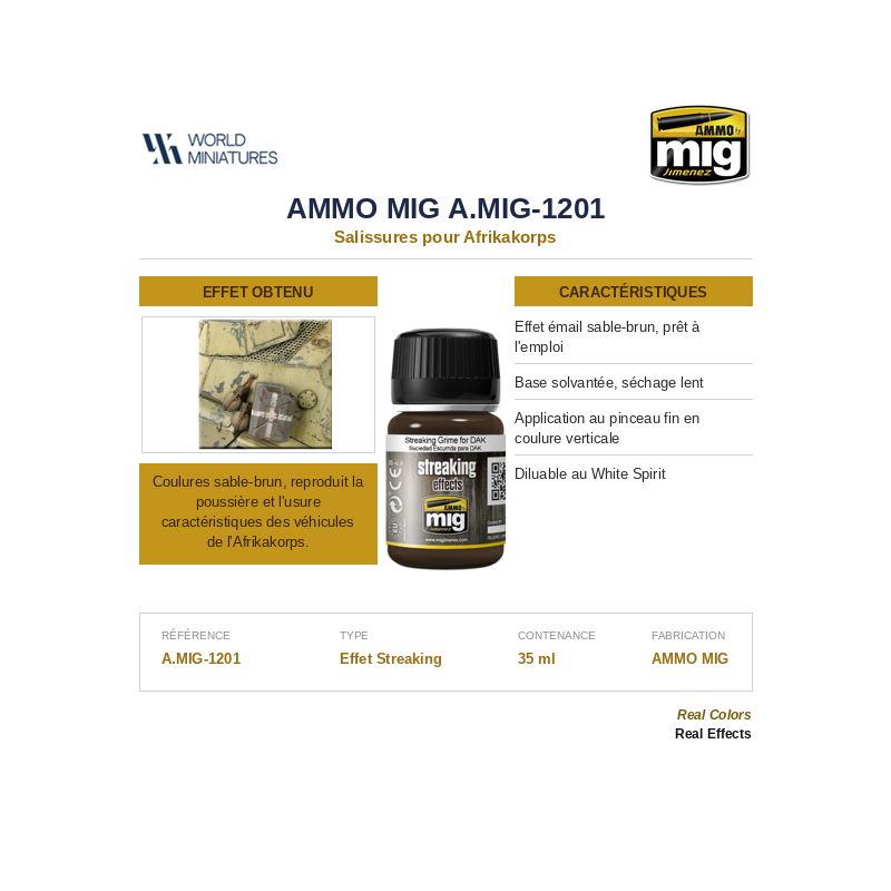AMMO MIG 1201 – Salissures pour Afrikakorps – Streaking Grime – 35 ml