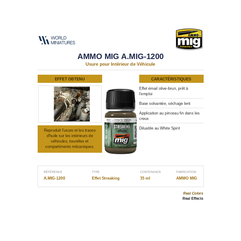 AMMO MIG 1200 – Usure pour Intérieur de Véhicule – Streaking – 35 ml