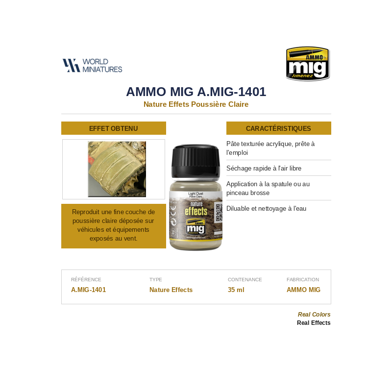 AMMO MIG 1401 – Nature Effets Poussière Claire – 35 ml
