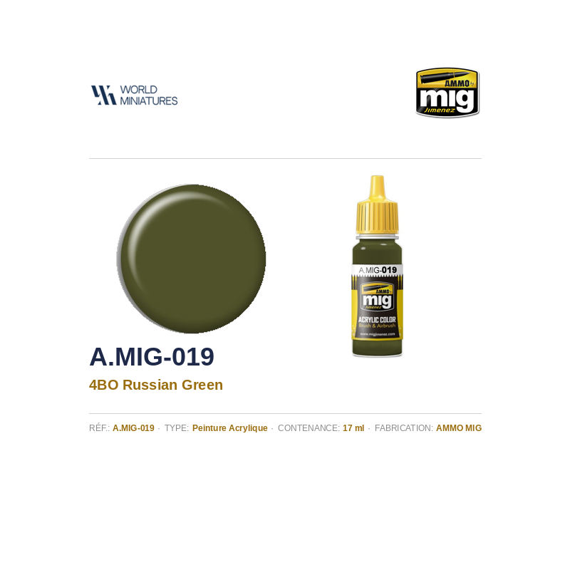 AMMO MIG 019 – 4BO Vert Russe – 17 ml