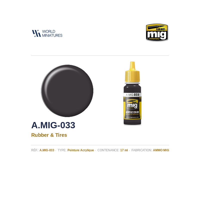 AMMO MIG 033 – Caoutchouc et Pneus – 17 ml