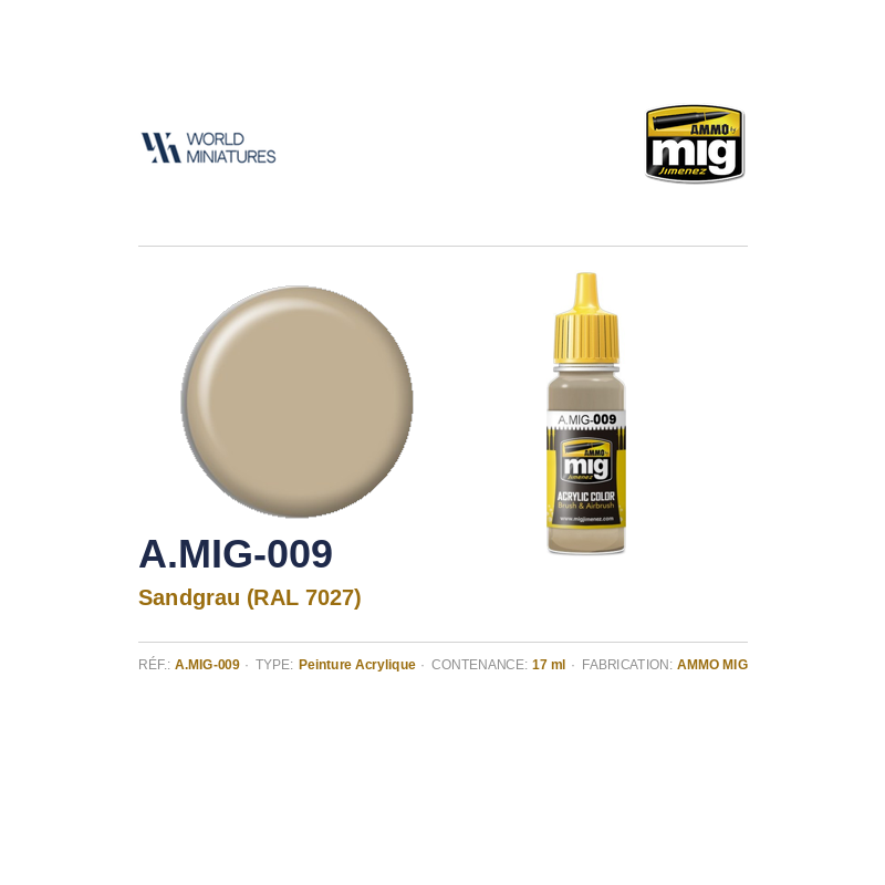 AMMO MIG 009 – RAL 7027 Gris Sable – 17 ml