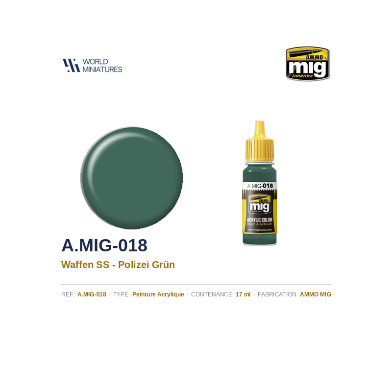 AMMO MIG 018 – Waffen SS / Polizei Grün – 17 ml