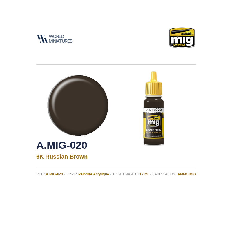 AMMO MIG 020 – 6K Brun Russe – 17 ml