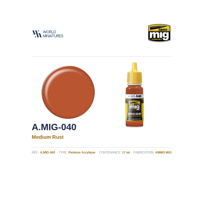AMMO MIG 040 – Rouille Moyenne – 17 ml