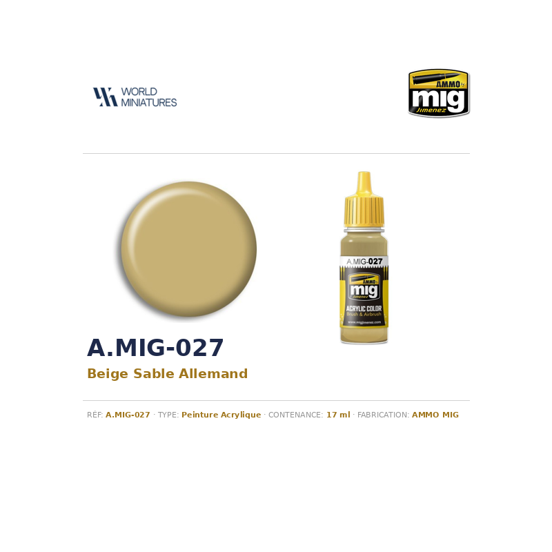 AMMO MIG 027 – Beige Sable Allemand – 17 ml