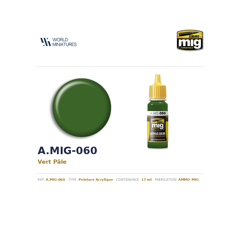 AMMO MIG 060 – Vert Pâle – 17 ml