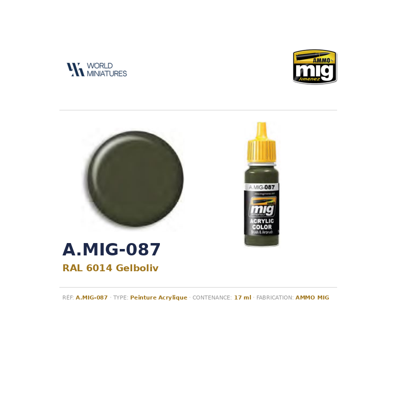AMMO MIG 087 – RAL 6014 Gelboliv – 17ml