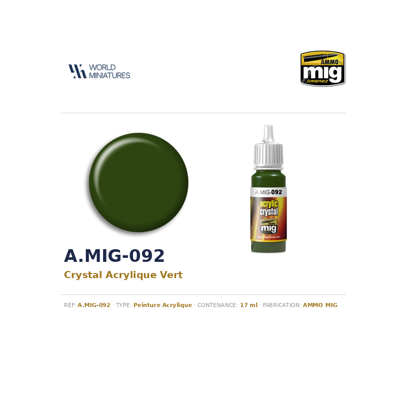 AMMO MIG 092 – Crystal Acrylique Vert – 17 ml