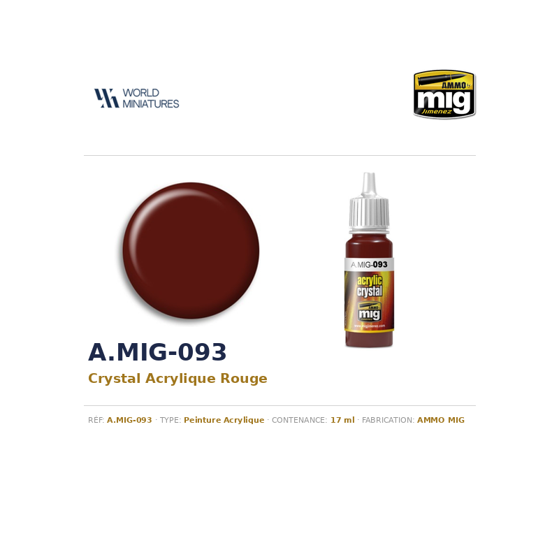 AMMO MIG 093 – Crystal Acrylique Rouge  – 17 ml