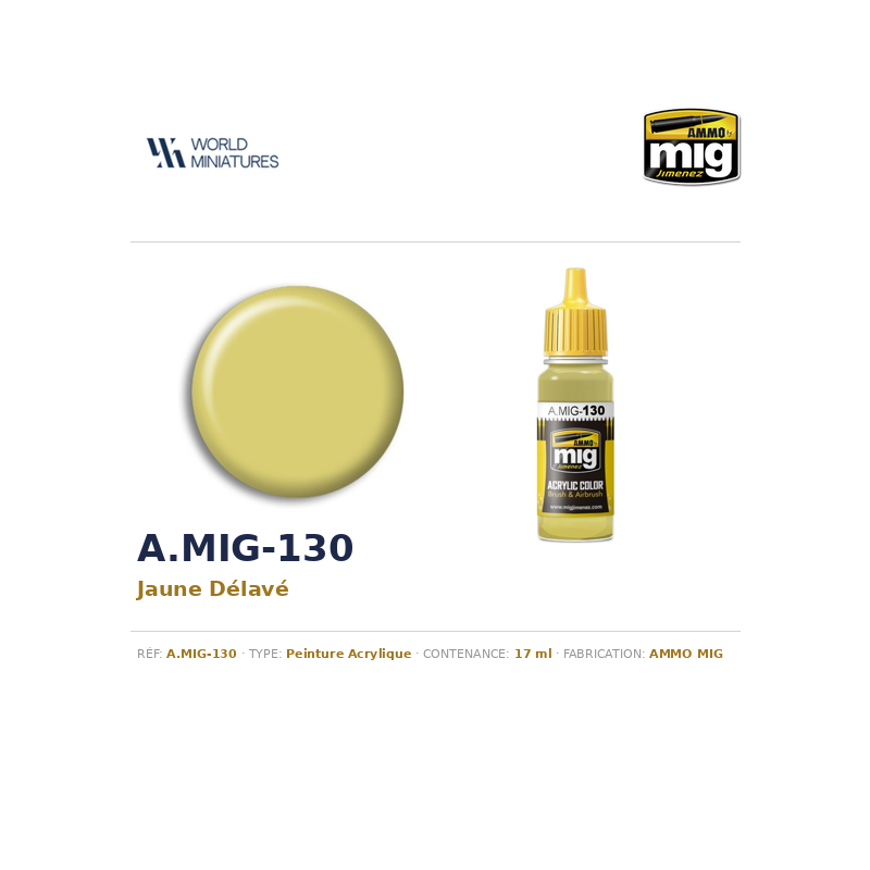 AMMO MIG 130 – Jaune Délavé – 17 ml
