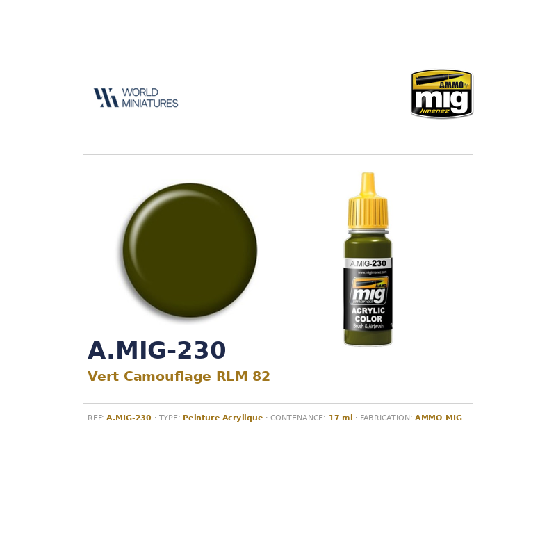AMMO MIG 230 – Vert camouflage RLM 82 – 17 ml