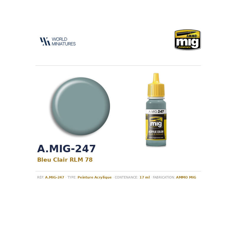 AMMO MIG 247 – Bleu clair RLM 78– 17 ml