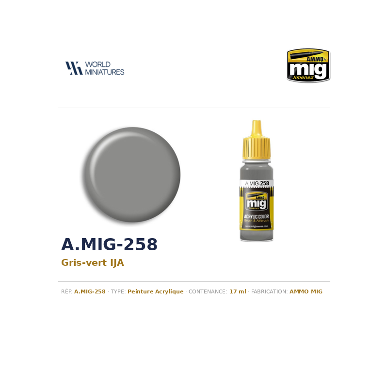 AMMO MIG 258 – Gris-vert IJA – 17 ml