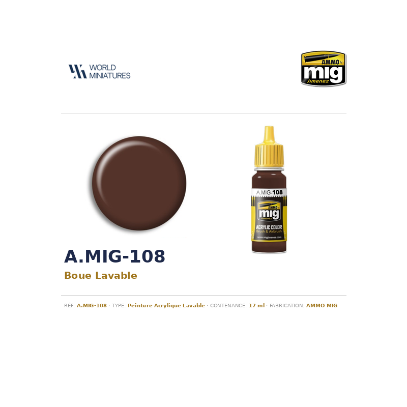 AMMO MIG 108 – Boue Lavable – 17 ml