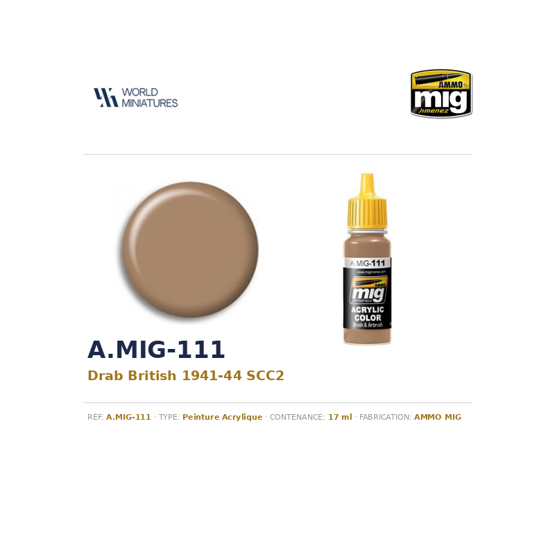 AMMO MIG 111 – Drab British 1941-44 SCC2 Color (17 ml)