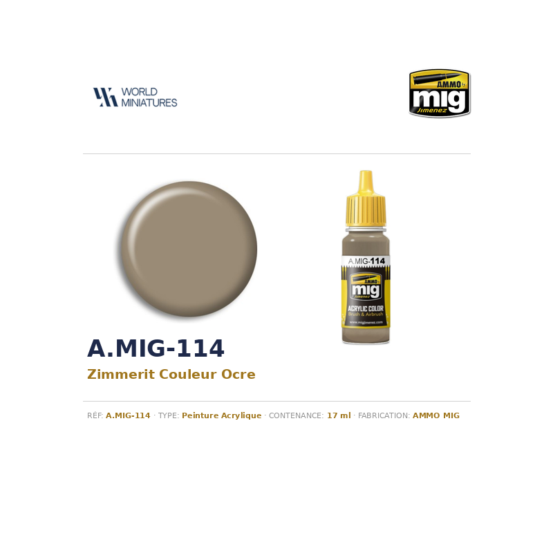 AMMO MIG 114 – Zimmerit Couleur Ocre – 17 ml