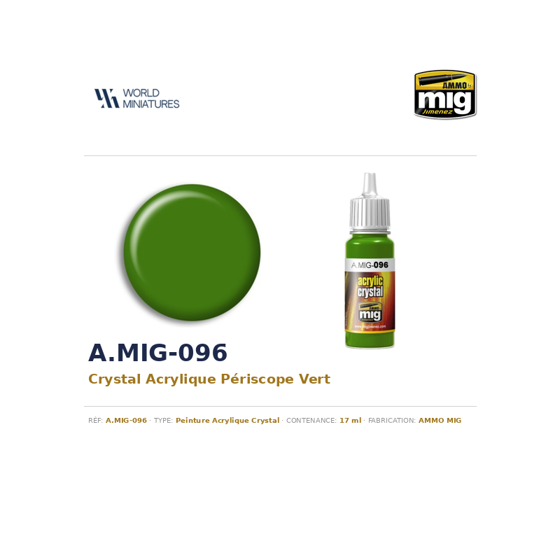 AMMO MIG 096 – Crystal Acrylique Périscope Vert  – 17 ml