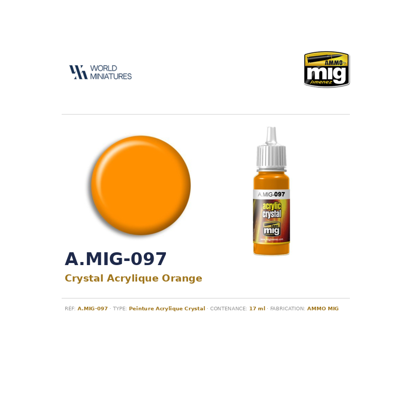 AMMO MIG 097 – Crystal Acrylique Orange – 17 ml