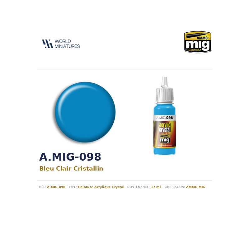 AMMO MIG 098 – Bleu clair cristallin – 17 ml