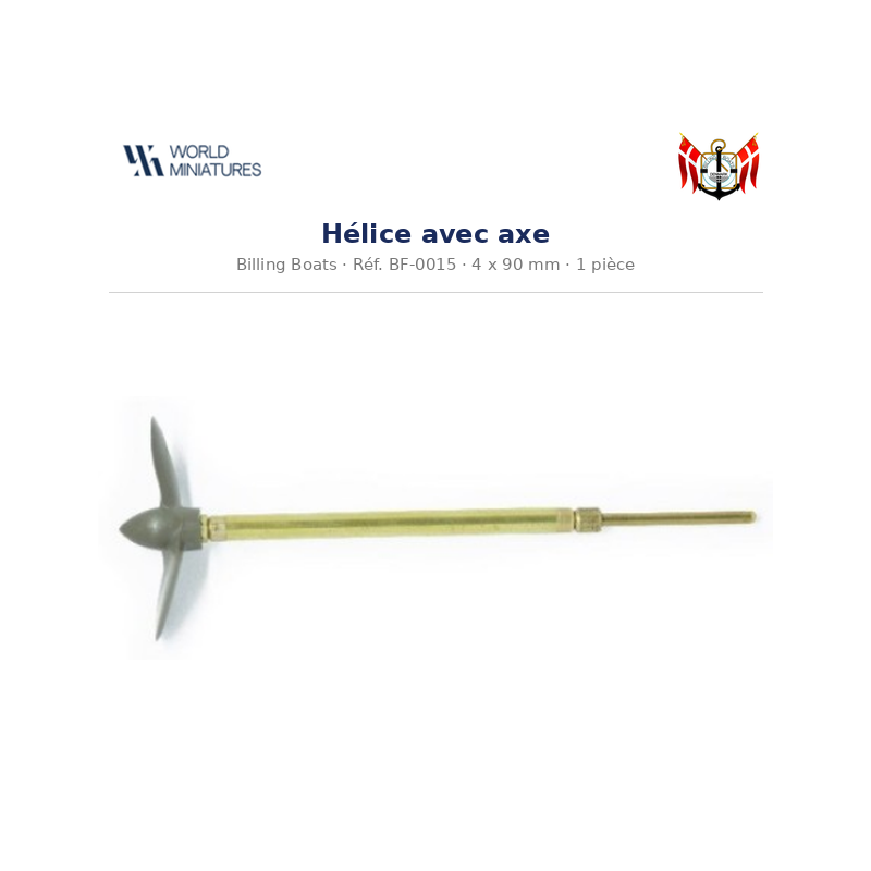 Billing Boats BF-0015 – Hélice avec axe 4 × 90 mm / 1 pièce