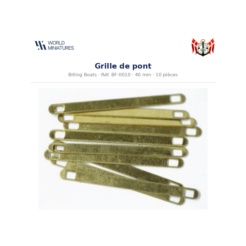 Billing Boats BF-0010 – Grille de pont 40 mm / 10 pièces