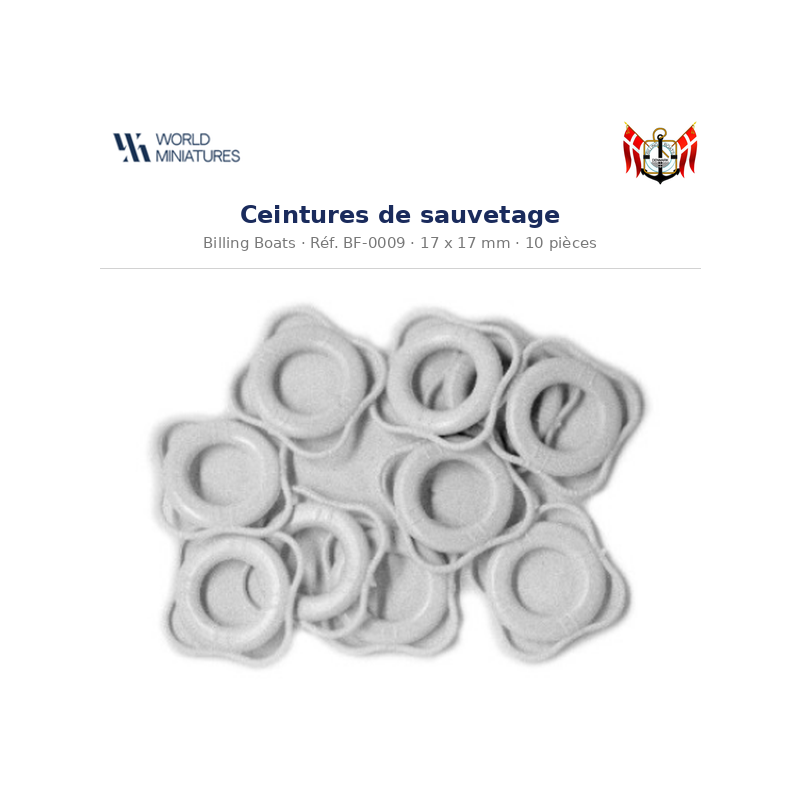 Billing Boats BF-0009 – Ceintures de sauvetage 17 × 17 mm / 10 pièces