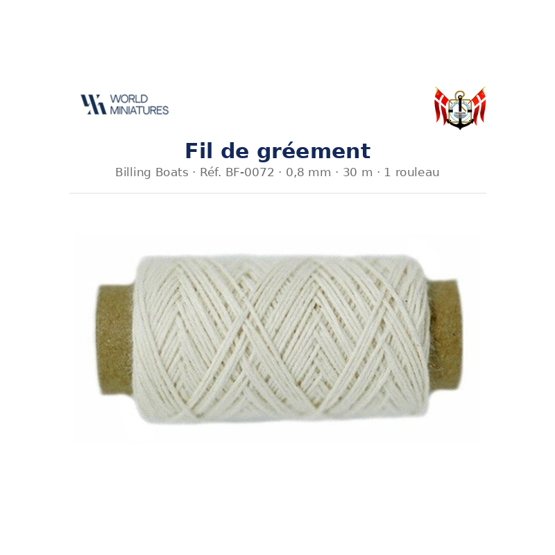 Billing Boats BF-0072 – Fil de gréement 0,8 mm × 30 m / 1 rouleau