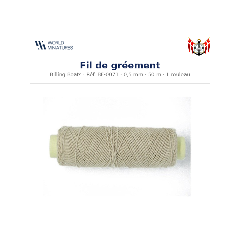 Billing Boats BF-0071 – Fil de gréement 0,5 mm × 50 m / 1 rouleau