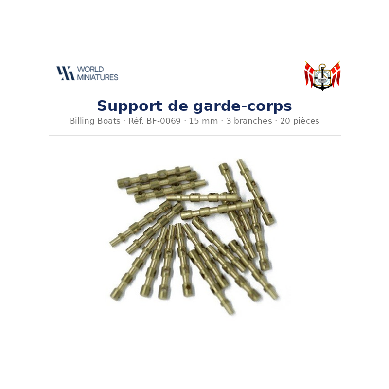 Billing Boats BF-0069 – Support de garde-corps 15 mm, 3 branches / 20 pièces