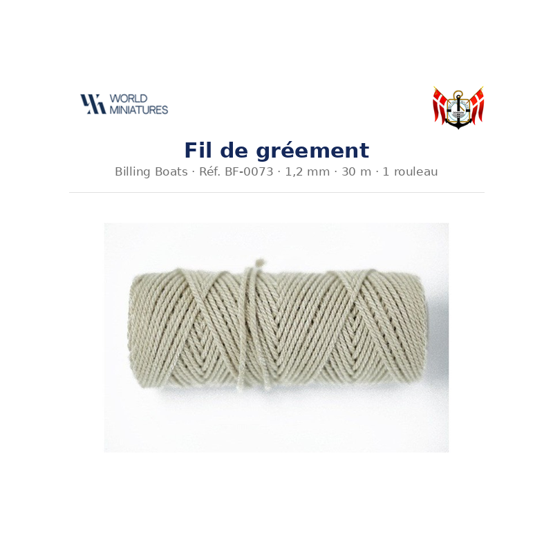 Billing Boats BF-0073 – Fil de gréement 1,2 mm × 30 m / 1 rouleau