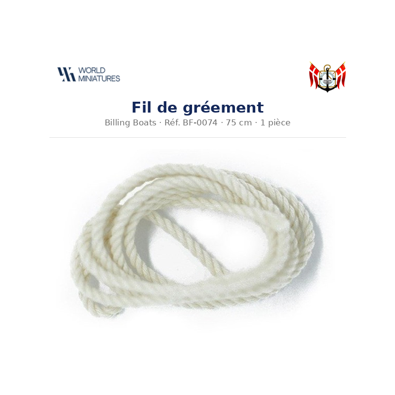 Billing Boats BF-0074 – Fil de gréement 75 cm / 1 pièce