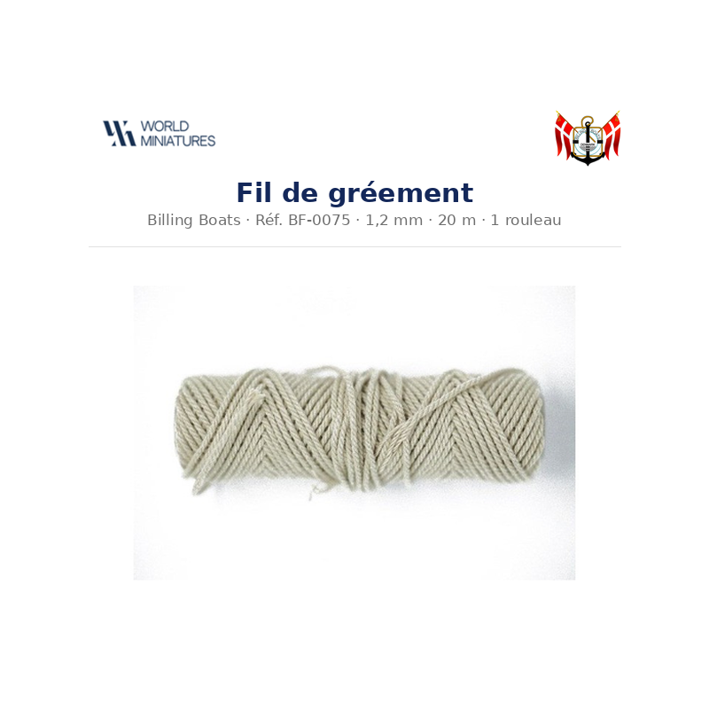 Billing Boats BF-0075 – Fil de gréement 1,2 mm × 20 m / 1 rouleau
