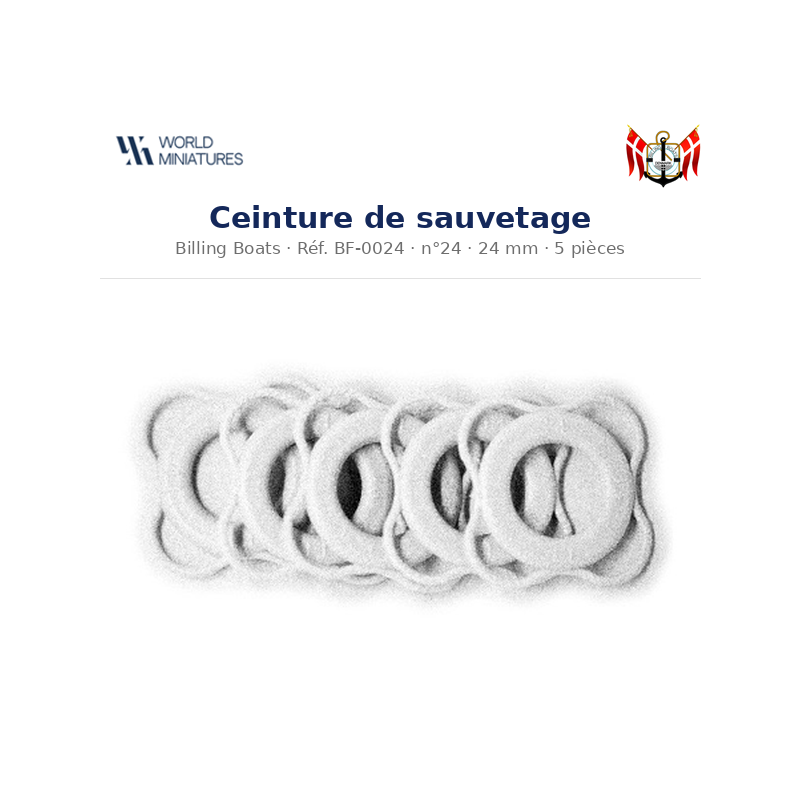 Billing Boats BF-0024 – Ceintures de sauvetage 24 × 24 mm / 5 pièces