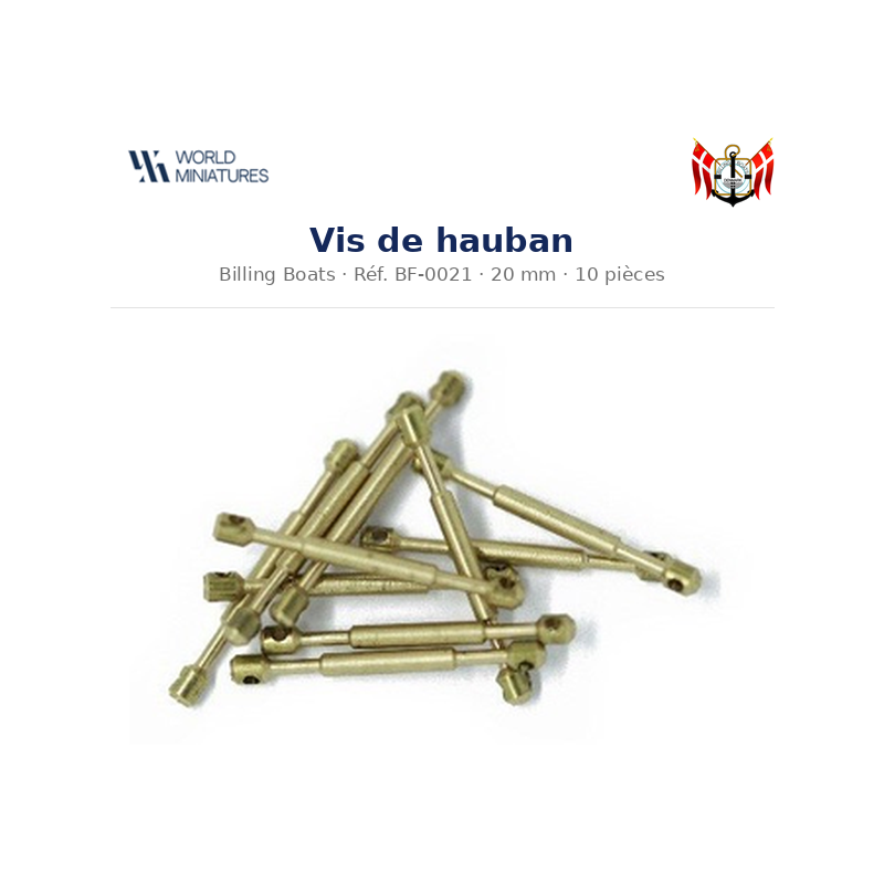 Billing Boats BF-0021 – Vis de hauban 20 mm / 10 pièces