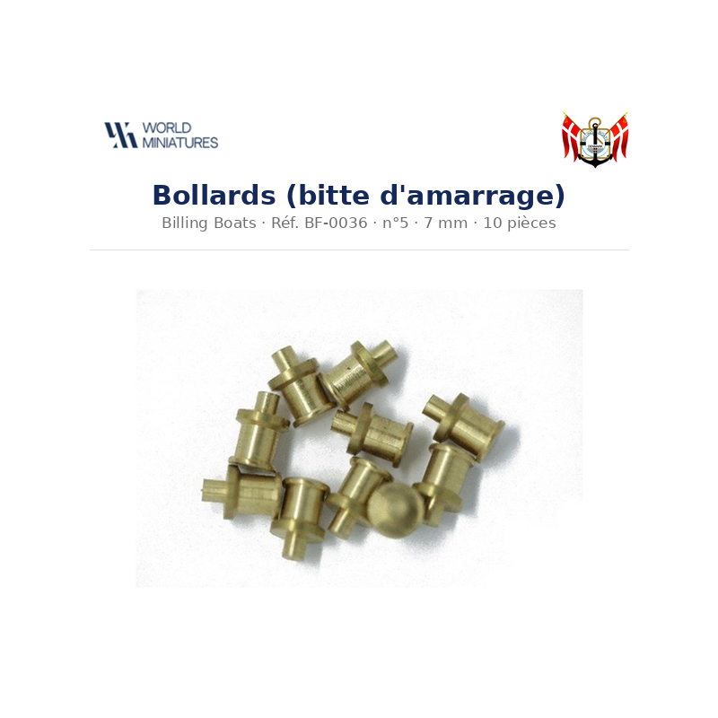 Billing Boats BF-0036 – Bollards (bitte d’amarrage) 5 × 7 mm / 10 pièces