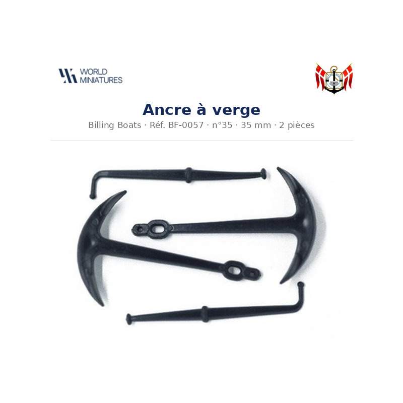 Billing Boats BF-0057 – Ancre à verge 35 × 35 mm / 2 pièces