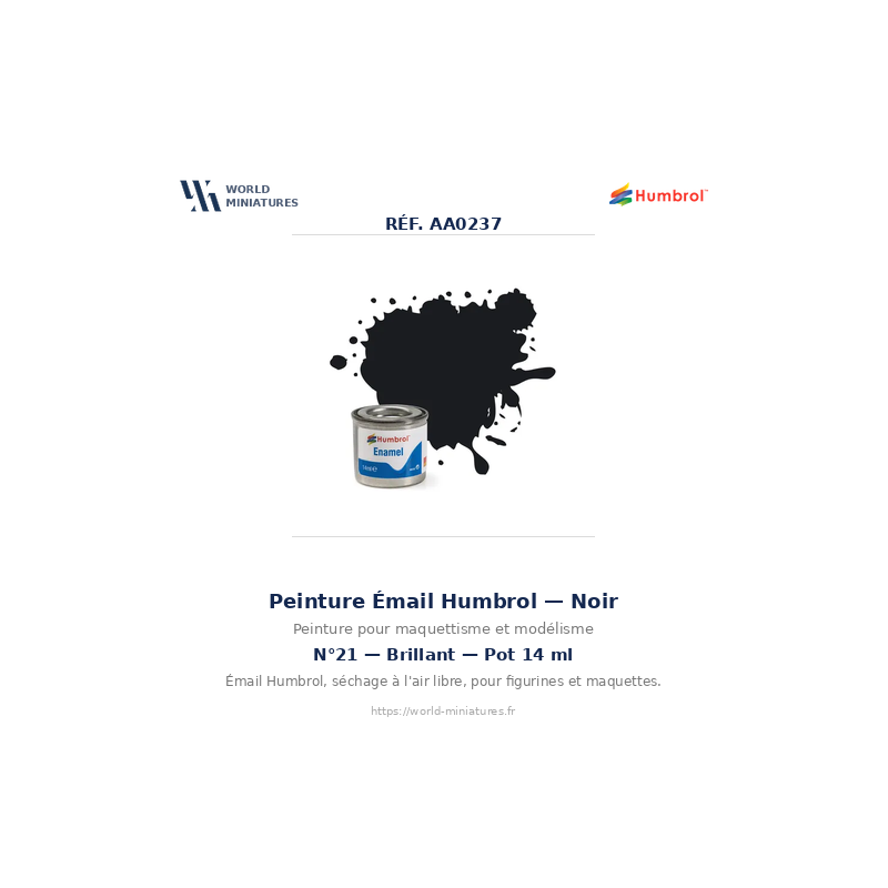 Humbrol 21 – Noir Brillant 14 ml (Peinture Émail)