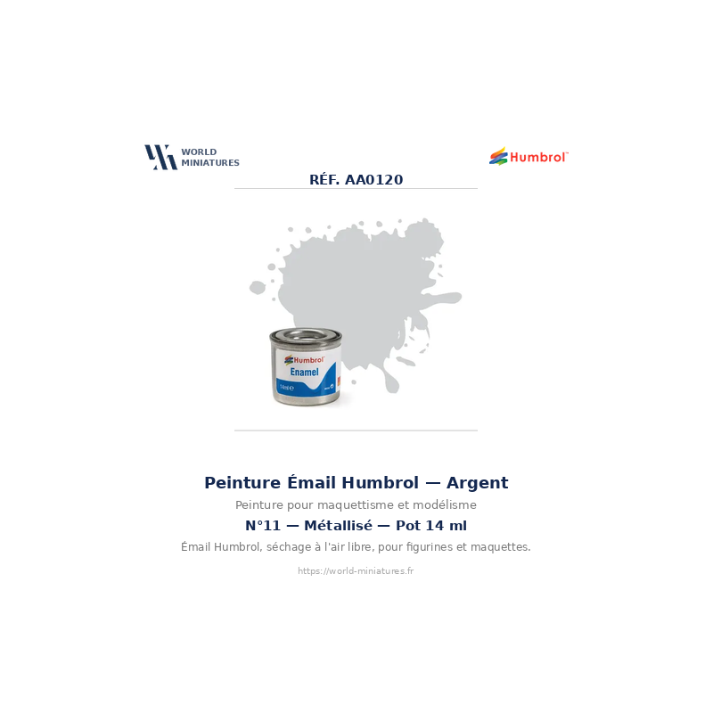 Humbrol 11 – Argent métallisé (14ml Peinture Émail)