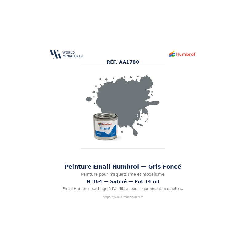 Humbrol 164 – Gris Mer Foncé Satiné (14ml Peinture Émail)