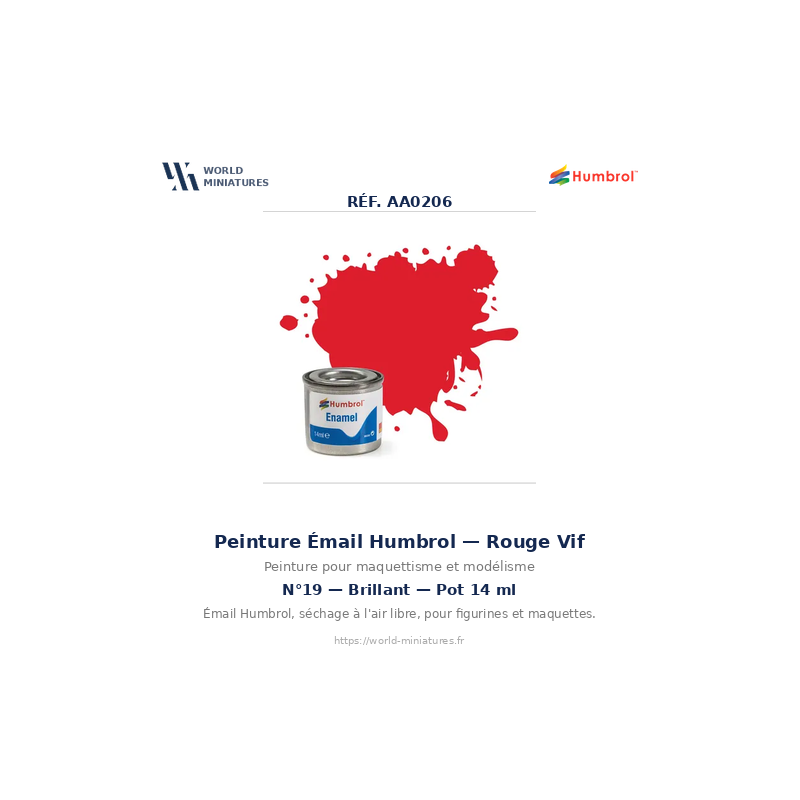 Humbrol 19 – Bright Red Gloss 14 ml (Peinture Émail)