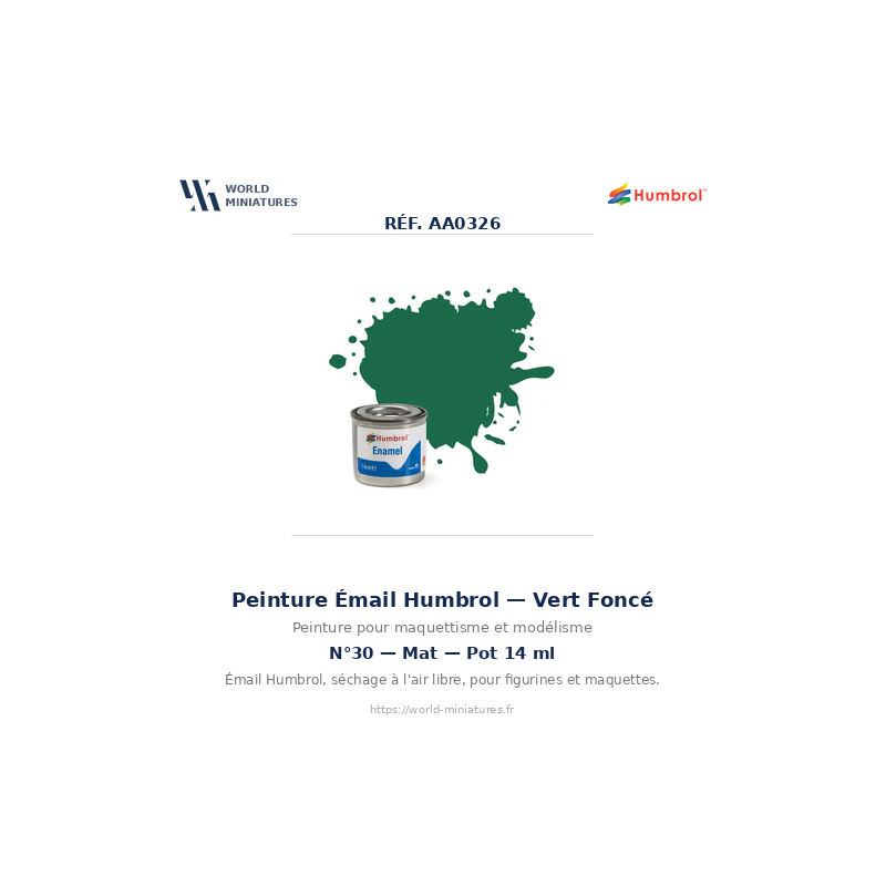 Humbrol 30 – Vert Foncé Mat 14 ml (Peinture Émail)
