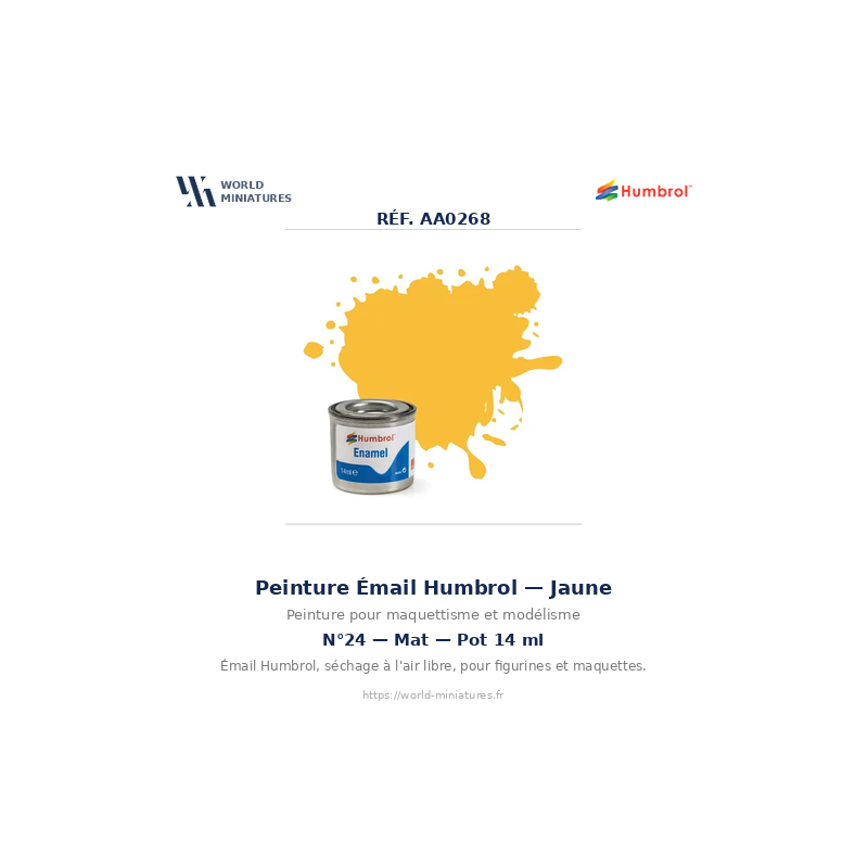 Humbrol 24 – Trainer Jaune Mat 14 ml (Peinture Émail)