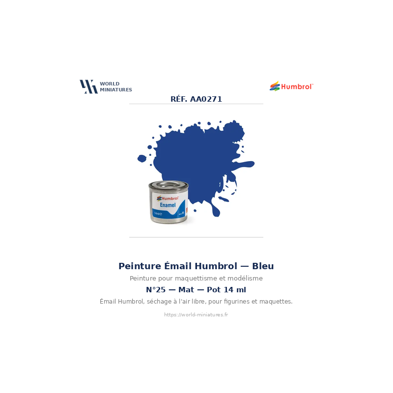 Humbrol 25 – Bleu Mat 14 ml (Peinture Émail)