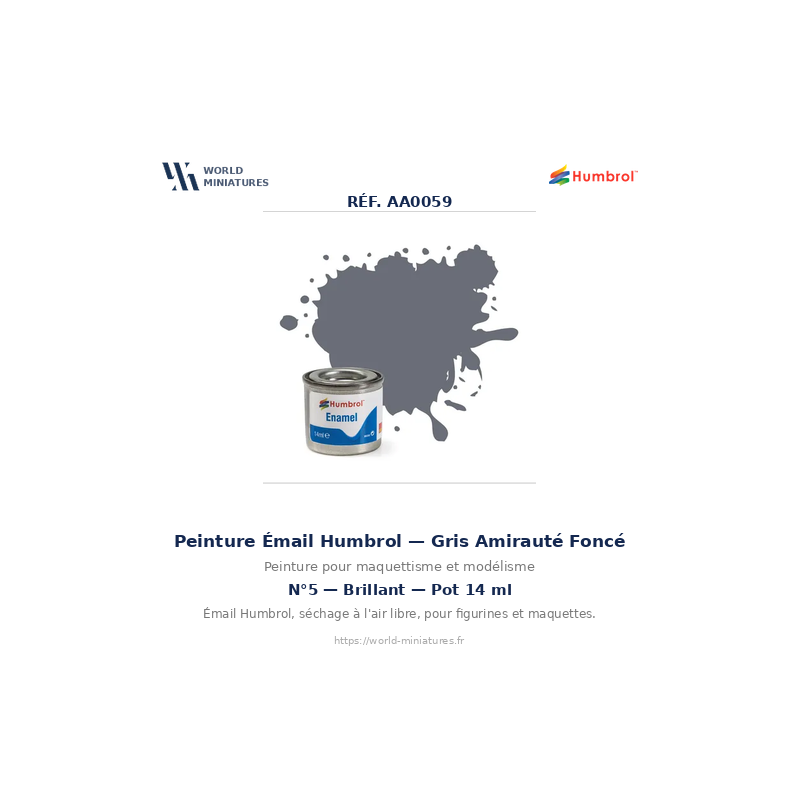 Humbrol 5 – Admiralty Dark Gloss 14 ml (Peinture Émail)