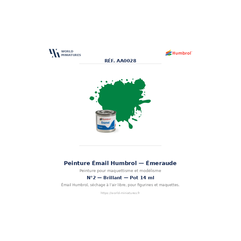 Humbrol 2 – Emerald Gloss 14 ml (Peinture Émail)