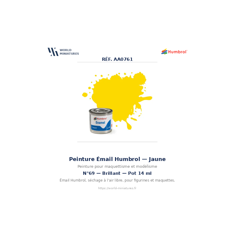 Humbrol 69 – Jaune Brillant (14ml Peinture Émail)